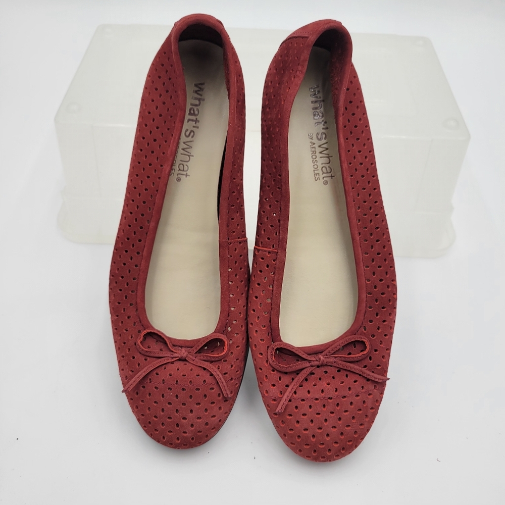 What's What by Aerosoles Ballet Flats Suede feel Orange/red with Holes S 7.5
